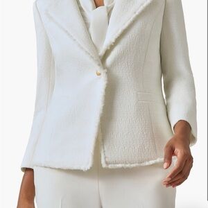 Kasper Textured One-Button Blazer Vanilla Ice NWT